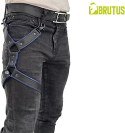 BRUTUS Leather Leg Harness Black-Blue — thumbnail 1