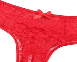 Zeloria Kanten Slip Open Kruis – String Open kruis Rood – Dames Lingerie Slip Stretch – L — thumbnail 3