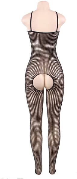 Zeloria Bodystocking – Sexy Netstof Catsuit met Open Kruis – Lingerie Set – Zwart – L-XXL (Plus Size) — thumbnail 5