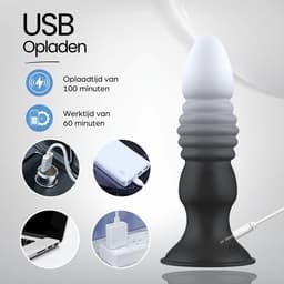 Blackdoor Collection - Stotende Dildo - Stotende Vibrator met zuignap - 7 Vibratie en 7 Stotende standen - Met afstandsbediening - Zwart — thumbnail 6