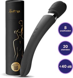 TipsToys® Magic Wand Vibrator - Vibrators voor Vrouwen - Bodywand Intieme Massage - 20 Standen & 8 Snelheden - Sex Toys Koppels - Clitoris Stimulator - Waterproof & USB Oplaadbaar - Stille Sexspeeltjes - Zwart — thumbnail 1