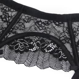 Zeloria Erotische Lingerie Jarretelgordel met Slip P5265 – Luxe Kant met Strikjes & Clips – Zwart – XS/S — thumbnail 6