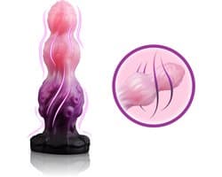 JustFun Fantasy Dildo – 18 CM – Met Zuignap – Monster Knot Design – Anal Plug XL – Sex Toys voor Mannen & Vrouwen – Roze Paars