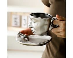 Set Koffiekopjes met Kusjes voor Koppels - Cadeau voor Bruiloft, Jubileum of Valentijnsdag