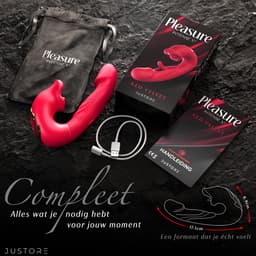 Pleasure Intense X³ – Red Velvet – 3 in 1 Likkende Tong Vibrator voor Vrouwen – G-Spot Satisfyer & Clitoris Stimulator – Rabbit Tarzan Vibrator – Sex Toys voor Koppels – Seksspeeltjes voor Mannen — thumbnail 3