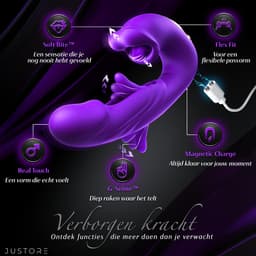 Pleasure Intense X³ – Ultra Violet – 3 in 1 Likkende Tong Vibrator voor Vrouwen – G-Spot Satisfyer & Clitoris Stimulator – Rabbit Tarzan Vibrator – Sex Toys voor Koppels – Seksspeeltjes voor Mannen — thumbnail 4