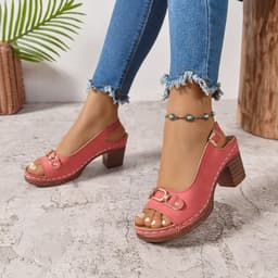 Elegante Dames Sandalen met Lage Blokhak en Open Teen - Verstelbare Zomerschoenen — thumbnail 5