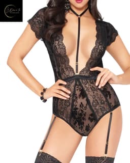 Sexy Lingerie Body – Sexy Lingerie Dames – Classy zwart & Kant – Erotische Lingerie – Bodysuit – Strapless Lingerie – Jarretelset – Lingerieset – Kinky – Erotische Body – Shapewear Corset – Strappy Harnas Details – Lingerie Top –XS/S, M, L, XL en XXL — thumbnail 2