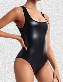 Sexy PU Leer Jumpsuit Dames met Vierkante Hals - Mouwloos Luipaard Bodysuit voor Festivals en Uitgaan — thumbnail 3