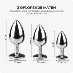 Metalen Buttplugs voor mannen en vrouwen - Buttplug Set 3-Delig - Anal & Butt Plug - Roze — thumbnail 5