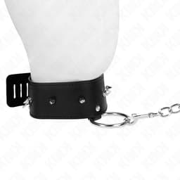 KINK - KETTING 65 cm MET RIEM MET ZILVEREN STUDS, VERSTELBAAR 36-43 CM X 5 CM | KINKY | KETTING | KINKY KETTING | BONDAGE | BDSM | EXTREME BDSM | FETISH | SEKSSPEELTJES VOOR KOPPELS | SEX TOYS VOOR KOPPELS — thumbnail 2