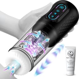 Pure Pleasure® Masturbator voor Man – Pocket Pussy - Sex Toys voor Mannen– 9 Zuig & Vibratiestanden – Realistisch & Verwarmd – Oplaadbaar Seksspeeltje – Inclusief 20ml Glijmiddel – Zwart — thumbnail 1