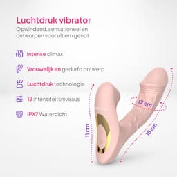 Pure Pleasure® Vibrator voor Vrouwen – Luchtdruk Vibrator met G-spot Stimulator – Seksspeeltjes voor Vrouwen & Koppels – 15 Standen – Clitoris & Dildo Vibrator – Oplaadbaar – Fluisterstil – Roze — thumbnail 2