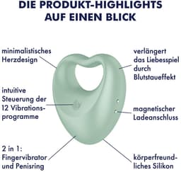 Satisfyer 2-in-1 vingervibrator en penisring 'Perfect Pair 3', 6,5 cm, lichaamsvriendelijke siliconen, oplaadbaar — thumbnail 2