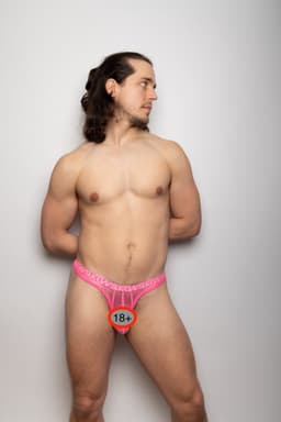 SUKREW Sheer Low-rise Thong Elect Pink - MAAT XL - Erotisch Heren Ondergoed - String voor Man - Sexy mannen String — thumbnail 3