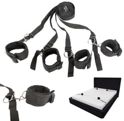 BDSM Bondage set - Handboeien - Bed Harnas Set - Verstelbaar - Pluche — thumbnail 1