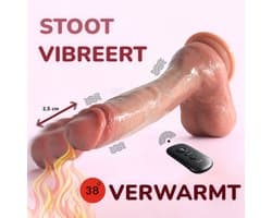BUM BLING® Verwarmende Vibrator - Realistische Dildo - Vibrerende Dildo met Zuignap - Roze/Beige - Met Stootfunctie