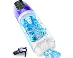 Toys Hub® Automatische Masturbator MAX met Strap - E-book – LED scherm – Water Massage - Pocket Pussy - Blowjob Simulator - Elektrisch - Sex Toys voor Mannen Zelf Aftrekken