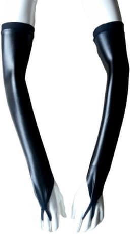 Sexy Handschoenen L/XL Zwart lange lak handschoen Glans Shiny Lakleer valentijn Gogo dancing dans accessoiren lange vingerloze gloves — thumbnail 1