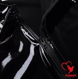 Latex Jumpsuit - Heren - Latex Wetlook - Zwart - Rits - Korte Mouwen En Broek — thumbnail 4