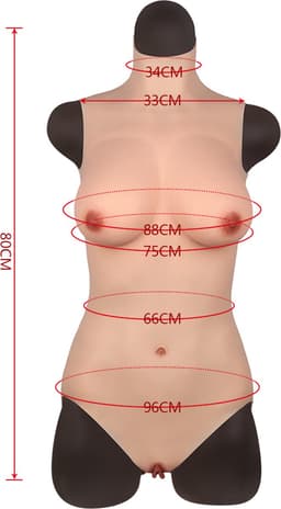 Siliconen Triangle Bodysuit met rits - Cup C - + kanten choker - 100% hypoallergene medische siliconen - kunstvagina - borsten - bodystocking - Siliconen Huid - Fake boobs - Crossdresser - Transgender - Travestiet - Femboy - Cosplay - Body4Everybody — thumbnail 5