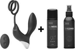 Time 4 Joy® Prostaat Vibrator mannen - Prostaat Stimulator - Sex toys voor mannen - Buttplug & Cockring - Met Afstandsbediening - Zwart - Inclusief spannend E-book - 100ML Glijmiddel op Waterbasis & 150ML Toycleaner — thumbnail 1