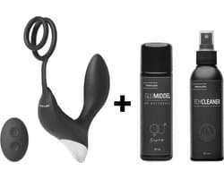 Time 4 Joy® Prostaat Vibrator mannen - Prostaat Stimulator - Sex toys voor mannen - Buttplug & Cockring - Met Afstandsbediening - Zwart - Inclusief spannend E-book - 100ML Glijmiddel op Waterbasis & 150ML Toycleaner