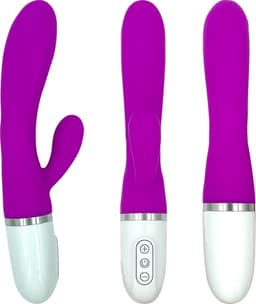 Intertoyseks Rabbit Vibrator – Clitoris & G-spot Stimulator – 10 Standen – 2 Motoren – Silicone – Paars — thumbnail 2