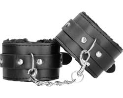 Plush Bonded Leather Hand Cuffs - With Adjustable Straps