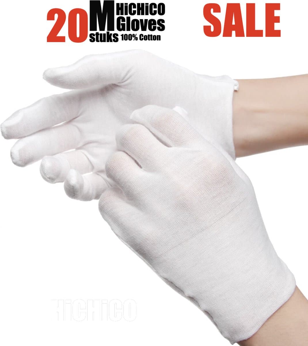Witte katoenen Handschoen – Gloves Soft 100% Cotton Gloves Coin Jewelry Silver Inspection Gloves Stretchable Lining Glove - Handschoenen - Handschoenen Cotton Maat M 20Stuks/10Pairs M HiCHiCO — afbeelding 1