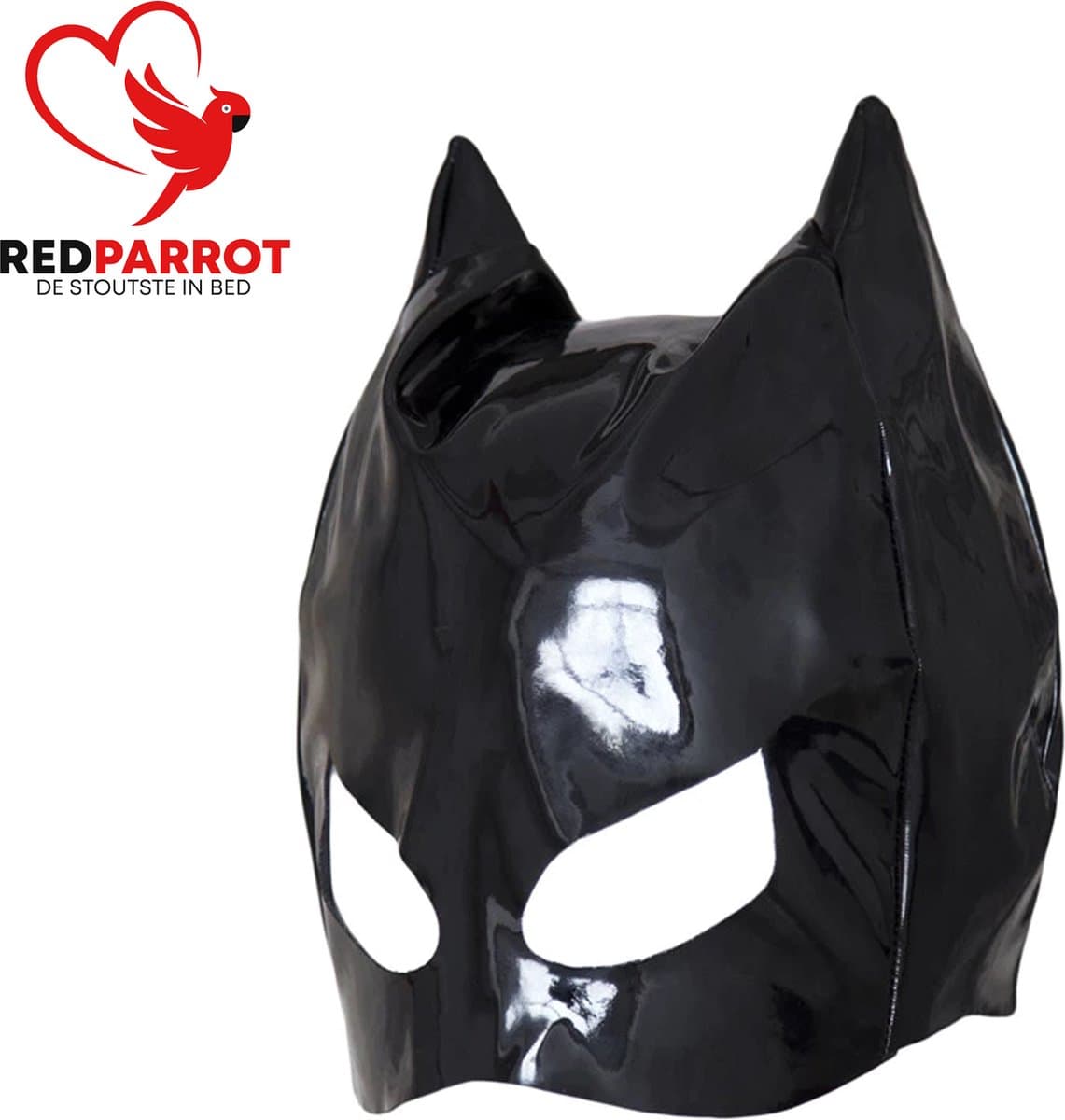 Latex wetlook BDSM masker - Kat - Rollenspel — afbeelding 1