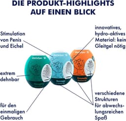 Satisfyer Masturbator Egg, verschillende structuren, hydro-actief TPE, geen glijmiddel nodig, voor eenmalig gebruik — thumbnail 3