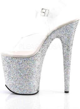 Pleaser - FLAMINGO-808LG Sandaal met enkelband, Paaldans schoenen - Paaldans schoenen - 37 Shoes - Zilverkleurig/Transparant — thumbnail 3