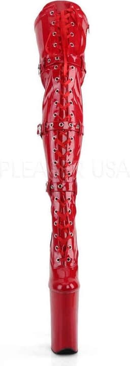 Pleaser - BEYOND3028 Plateau Overknee Laarzen - Paaldans schoenen - 35 Shoes - Rood — thumbnail 2