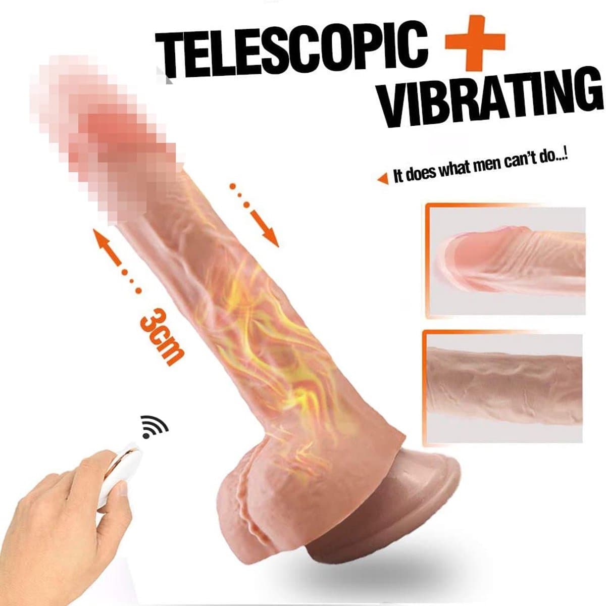 Stotende en intens trillende, verwarmde thrusting dildo — afbeelding 1