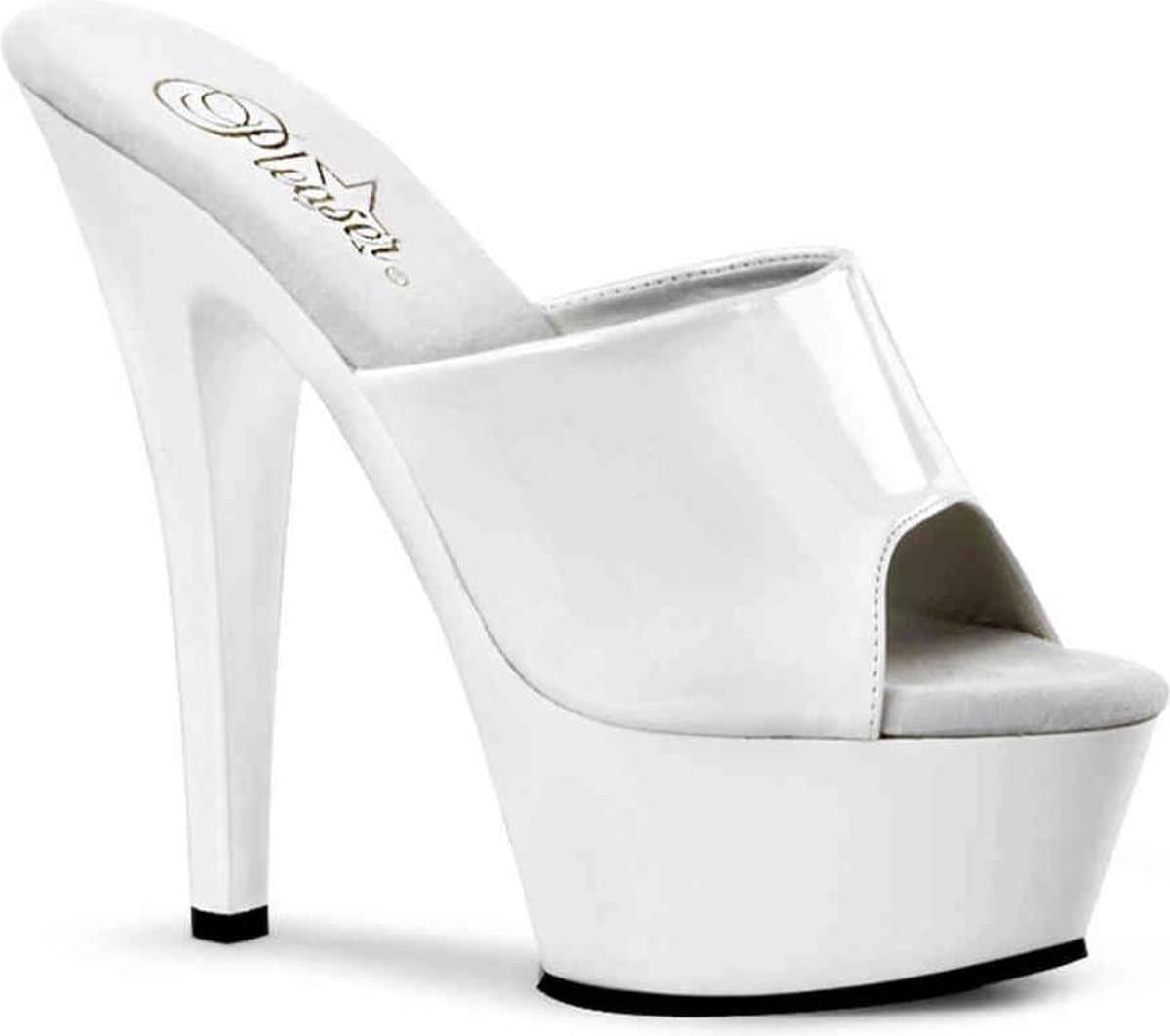 Pleaser - KISS-201 Muiltjes - Paaldans schoenen - 42 Shoes - Wit — afbeelding 1