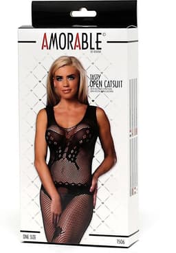 Amorable - Visnet Catsuit Met Butterfly Patroon - Zwart — thumbnail 3