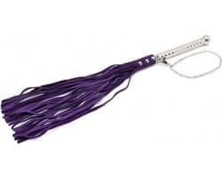 Rimba Bondage Play - Flogger - Suede Stroken - Zweep Met Metalen Handvat - Paars
