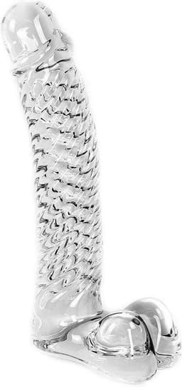 Glazen Dildo Geribbeld - transparant — thumbnail 1
