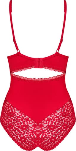 Obsessive Jolierose Open Kruis Teddy - Erotische Body - Maat S/M - Rood — thumbnail 12