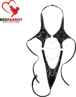 Latex Lingerie met Kettingen - Wetlook - BDSM - Erotisch - Mini jumpsuit — thumbnail 2