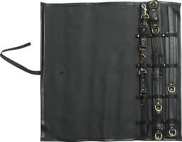 Banoch | luxe bondage set zwart | handboeien , enkelboeien , collar & leash | pu leer opbergtas | BDSM bondageset — thumbnail 2