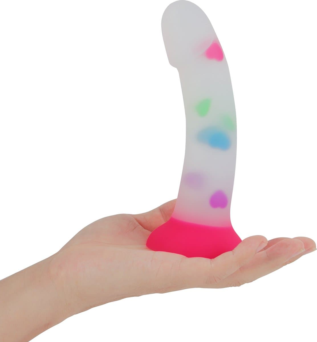 Banoch | Dildo Heart | siliconen glitter hart met roze zuignap | 17 cm lang | Ø 3,4 cm — afbeelding 1