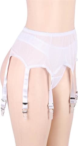 Ouderwetse witte Jarretel gordel met bijpassende string | maat 48/50 | Garter Belt - Erotische Lingerie - Lingerie Setje — thumbnail 6