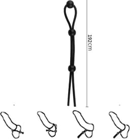 Verstelbare Lasso Cockring I Penisring I Cockring I Siliconen I Met 3 Verstelbare Ringen I 19 CM Diameter I Zwart — thumbnail 3