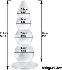 MEGA Anaalplug - XXXL Buttplug - Transparant - Grote anale kralen - Speculum - Dilator - Goede kwaliteit — thumbnail 2