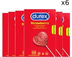 Durex - Condooms - Strawberry - 20st x 6 - Voordeelverpakking