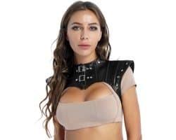 Bondage kraag van leer - Lederen BDSM Harnas - Bovenstuk - Halve tank top - Met gespsluitingen - Erotisch kostuum - Rollenspel