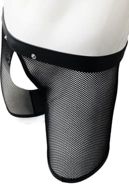 BamBella® XXL open kruis Boxer short kant voor mannen - - doorzichtig BDSM Erotische Sexy Lingerie lang Heren - Zwart mannen ondergoed slip — thumbnail 8