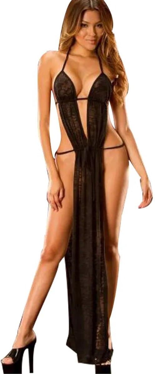 Erotische lange jurk - Open benen - Open rug - Transparant - Sexy - Lange rok — afbeelding 1